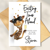 Exciting Times Ahead Giraffe- Personalised New Job Card