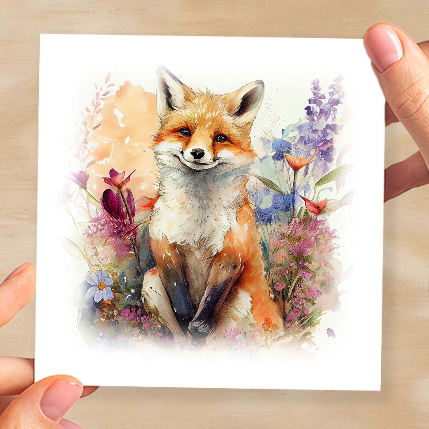 Notelet Card of a Fox For Anyone Any Occasion Card For Her or For Him Card For Birthday or Easter Card Thank You Card - Square (6x6) / Blank Message