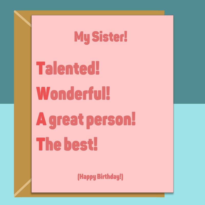 Sister Birthday Card - Funny - Personalised - Rude - Ideal cheeky card for your sis. - Blank inside - Large