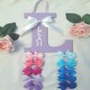 Personalised bow holder,Letter ribbon bow holder,Personalised clip holder - No bobble velcro clips