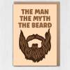 The man, the myth, the beard, tache, moustache funny Valentine's Day card for hairy male, boyfriend, husband (Size A6/A5/A4/Square 6x6") - A6: Single card - Beard