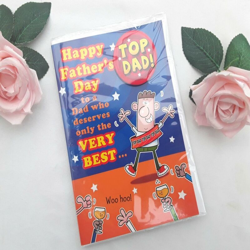 Funny fathers day card, Fathers day badge card, Top dad card - 1 card