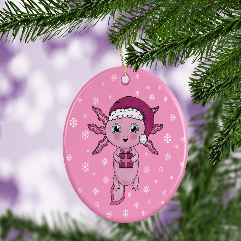 Cute Kawaii Axolotl Christmas Tree Decoration - white