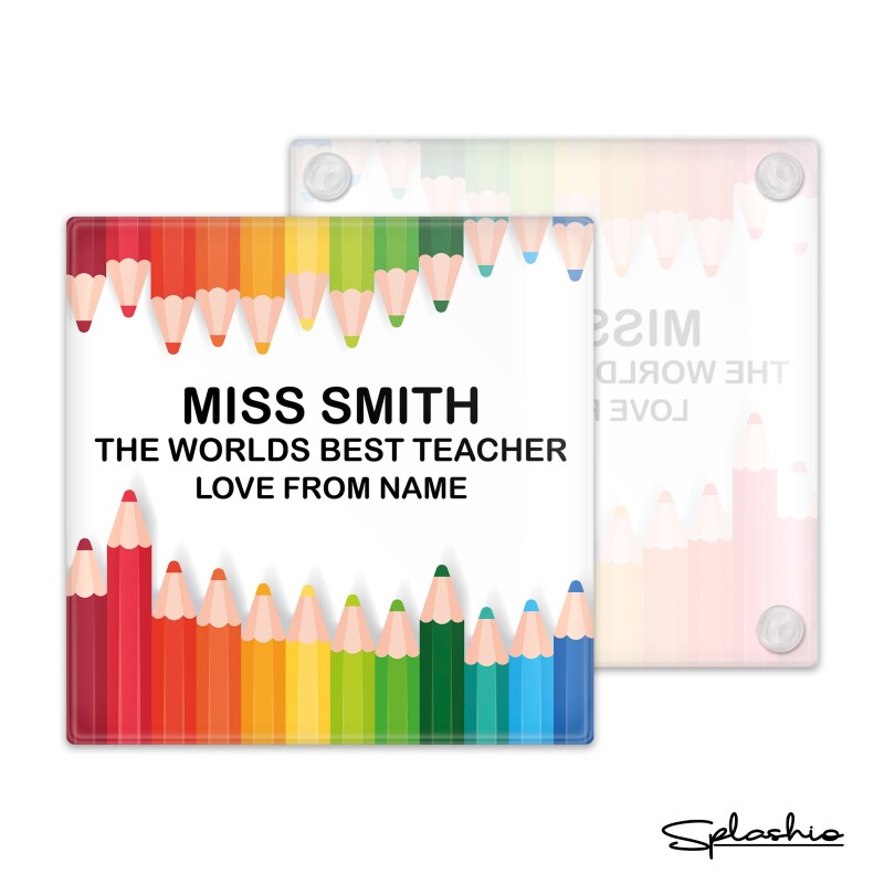 Personalised The Worlds Best Teacher Coaster | Gift Coaster | Drinks Mat | TA Gift End Of Term Gift | Gift For Teacher | School Teacher Gift - Single Coaster - HB Gloss Coaster
