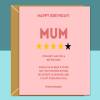 Funny Mum Birthday Card - 4 Stars - Best Mum - Sarcastic - 40th, 50th, 60th and more. For her - Personalised if required. - Blank inside - Regular