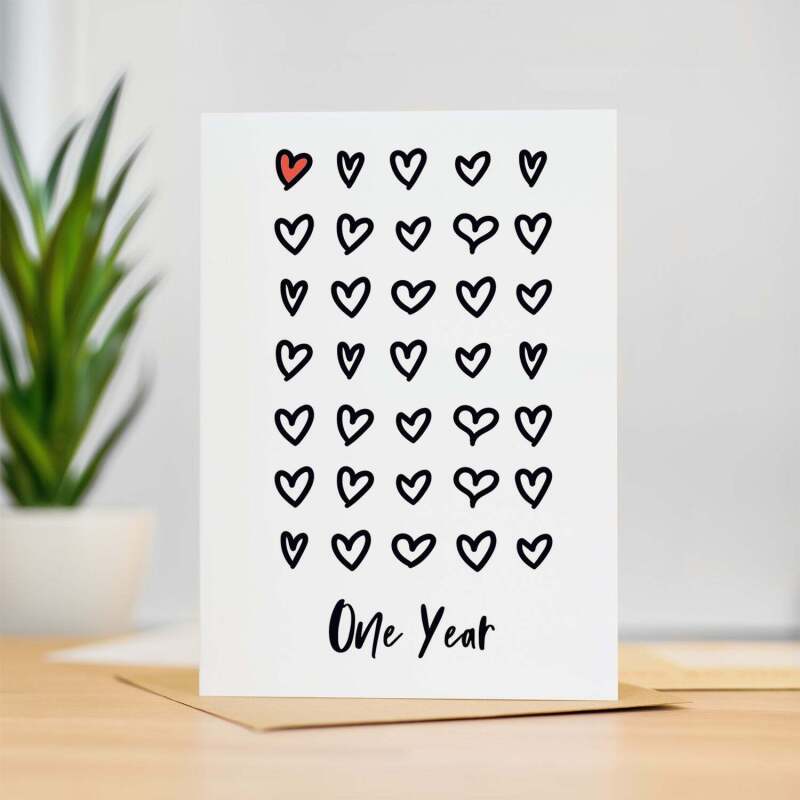 1st Wedding Anniversary Card For Wife Anniversary Card for Husband Anniversary Card For Boyfriend or Girlfriend First Anniversary One Year - Small (4x6) / Blank Message