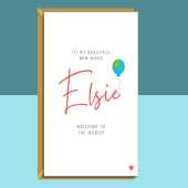 New Niece Personalised Card - New Baby Customised Card - From Aunt or Uncle
