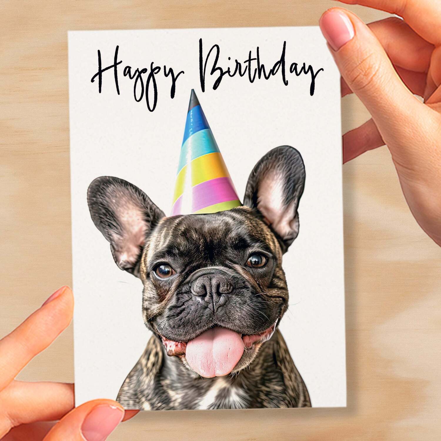 Birthday Card For Her Card For Friend Mum or Sister Birthday Card For Him Brother Dad Happy Birthday Card of Frenchie Dog Fun Birthday Card - Small (4x6) / Blank Message