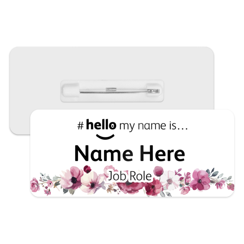 #hello my name is... Name Badge - Red & Pink Pansies Border