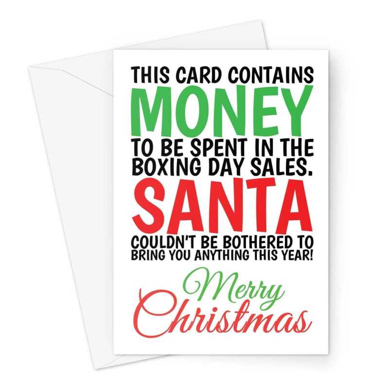 Boxing Day Sales Christmas Card - A5 Portrait - 1 Card