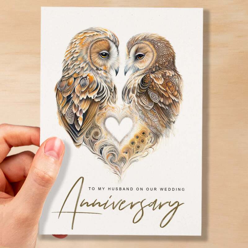 Anniversary Card For Husband Anniversary Card To My Husband Wedding Anniversary Card For Her Husband Anniversary Card Love Birds Card - Small (4x6) / Blank Message