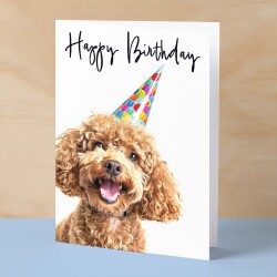 Birthday Card For Her Card For Friend Mum or Sister Birthday Card For Him Brother Dad Happy Birthday Card of Poodle Dog Fun Birthday Card - Small (4x6) / Blank Message