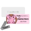 Hello My Name is Badge with ID Badge Reel Personalised Durable Name Badge #hello mynameis Badge, Nurse Badge, Nurse Badge, Blue Scrubs Badge - Standard Name Badge - Skin Tone 1