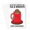 Happy Anniversary Card - Cute Tea And Biscuits - A5 Portrait - 1 Card