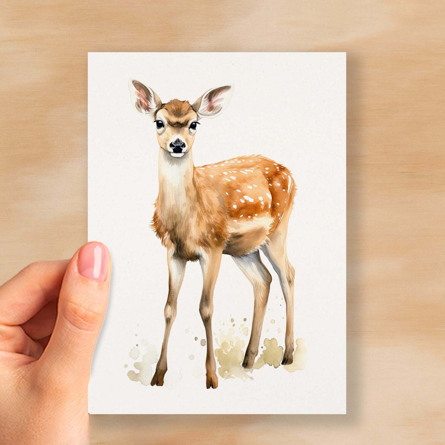 Deer Notelet Card For Anyone Any Occasion Card For Her or For Him 5x7, A6 Card For Birthday or Easter Card Thank You Card Wildlife - Small (4x6) / Blank Message