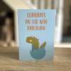 Congrats on the new hatchling cute dinosaur, dino new baby, baby shower, new parents, son, daughter card (Size A6/A5/A4/Square 6x6") - A6: Single card