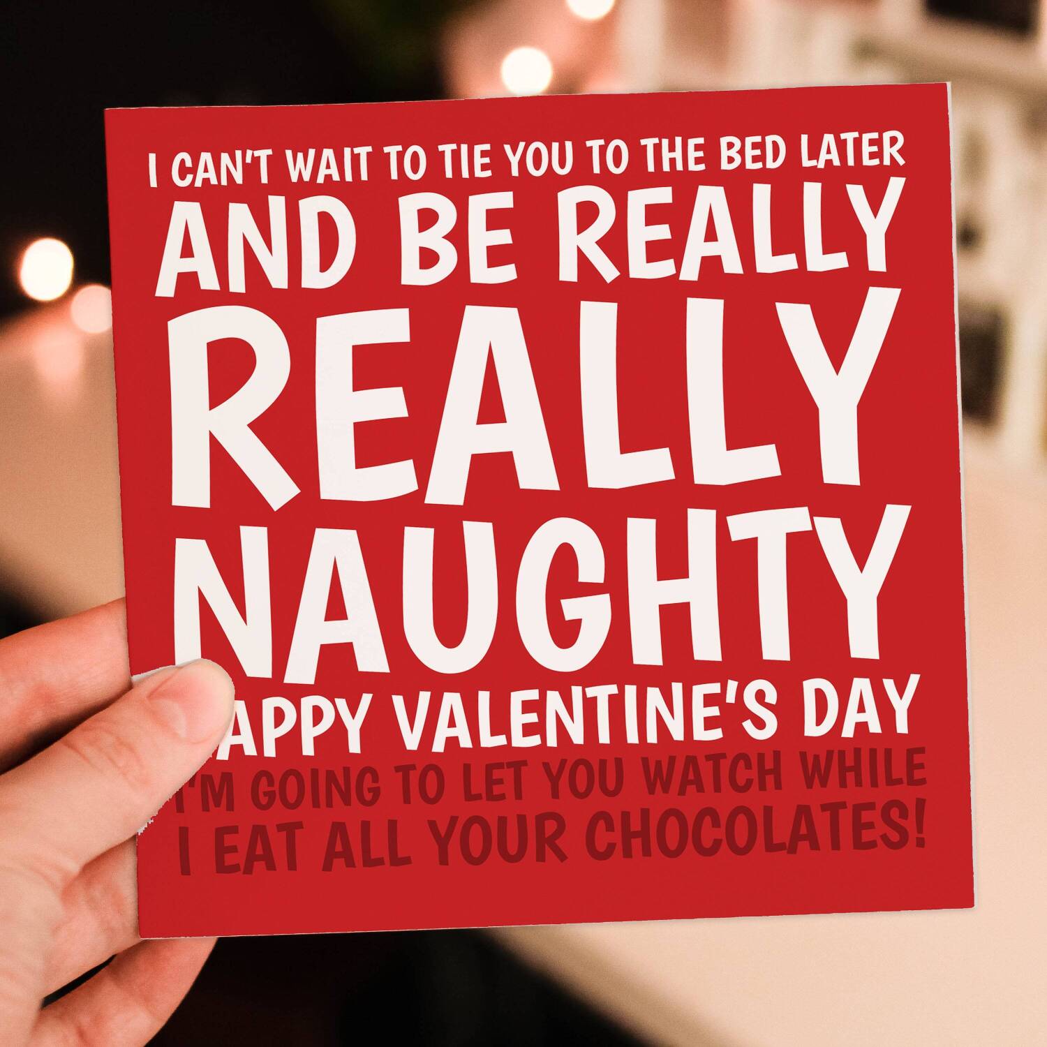 Can't wait to tie you to the bed later and be really naughty rude Valentine's Day card for wife, girlfriend (Size A6/A5/A4/Square 6x6") - A6: Single card