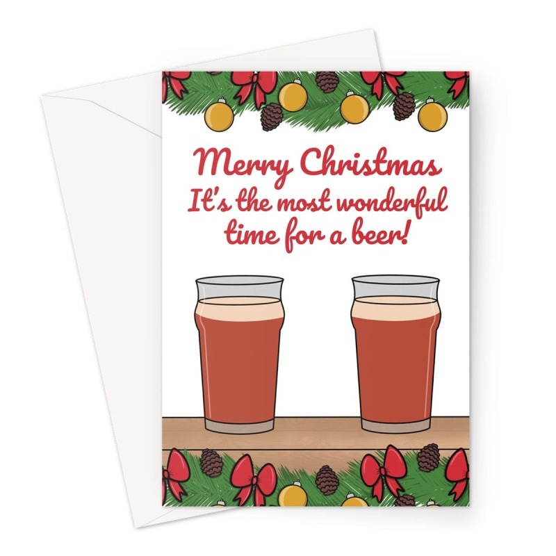 Funny Beer Christmas Card - A5 Portrait - 1 Card