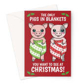 Pigs In Blankets Christmas Card For A Vegetarian