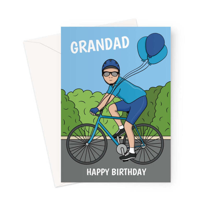 Cycling Birthday Card For Grandad - A5 Portrait - 1 Card