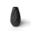 Wave Flower Vase 01 - Matte Dark Green