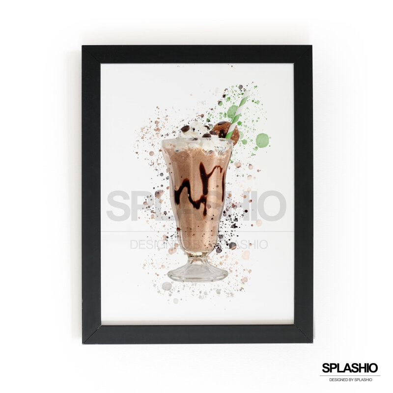 CHOCOLATE MILKSHAKE  Splatter Art Print, High Gloss Print, Splash Art, Home Decor, Bar Custom Drink Art Cocktails - A6