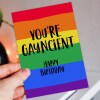 Funny LGBTQ+, gay, lesbian, old age, ancient birthday card: Happy birthday, you're gayncient (Size A6/A5/A4/Square 6x6") - A6: Single card