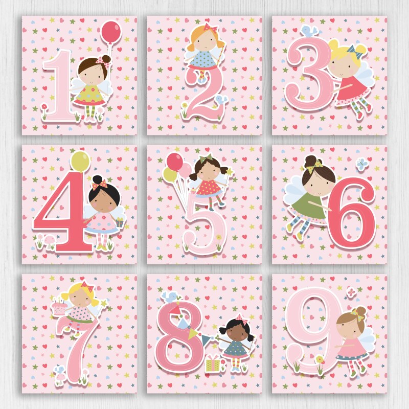 Fairy age 1st, 2nd, 3rd, 4th, 5th, 6th, 7th, 8th, 9th birthday card for children, girl, daughter, granddaughter (Size A6/A5/A4/Square 6x6") - A6: Single card