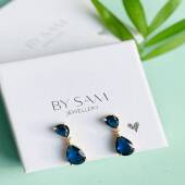 Wedding day earrings Sapphire, Something Blue Earrings Christmas Earrings gift for her, statement party Earrings