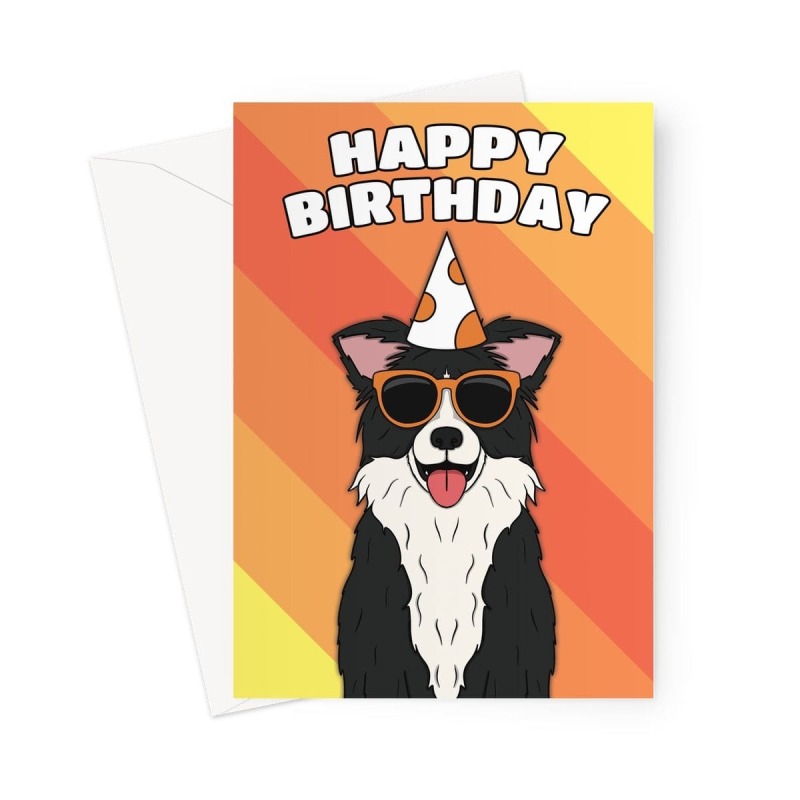 Border Collie Dog Birthday Card - A5 Portrait - 1 Card