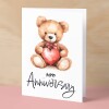 Anniversary Card for Wife Anniversary Card for Her Annversary Card For Husband Boyfriend or Girlfriend Cute Teddy Bear Card With Love Heart - Small (4x6) / Blank Message