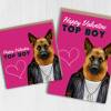 Happy Valentine Top Boy German Shepherd dog animal in clothes card for boyfriend, husband, male partner (Animalyser) Size A6/A5/A4/Square - A6: Single card