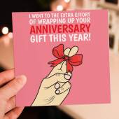 Wrapping up your anniversary gift this year funny, rude vagina, sex, fingers anniversary card for wife, girlfriend Size A6/A5/A4/Square 6x6"