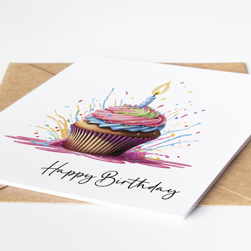 Birthday card ladies cupcake birthday card