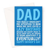 Cheeky Father's Day Card For A Lazy Dad