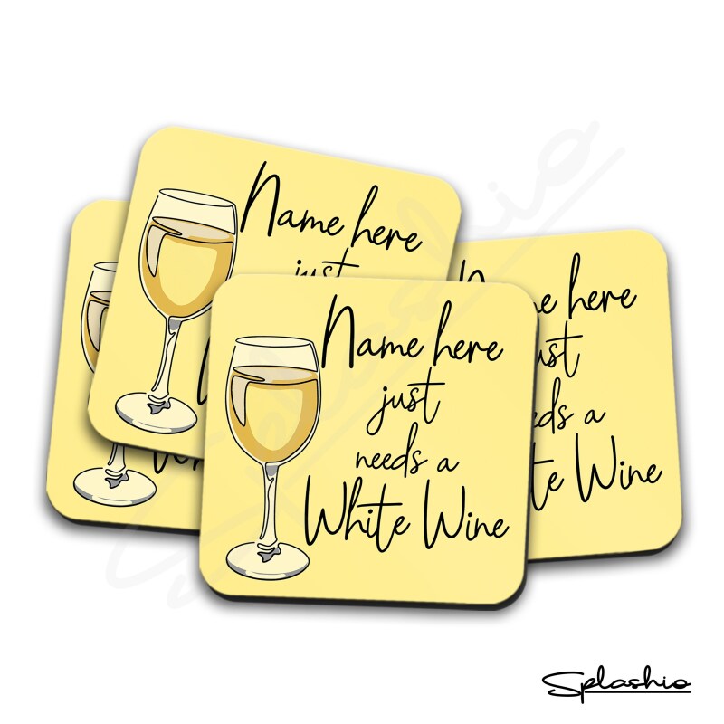 Personalised White Wine Coaster, Personalised Coaster White Wine Coaster, Best Friend Gift, Gift For Wine Lover, Wine Gift, Custom Gift. - Single Coaster
