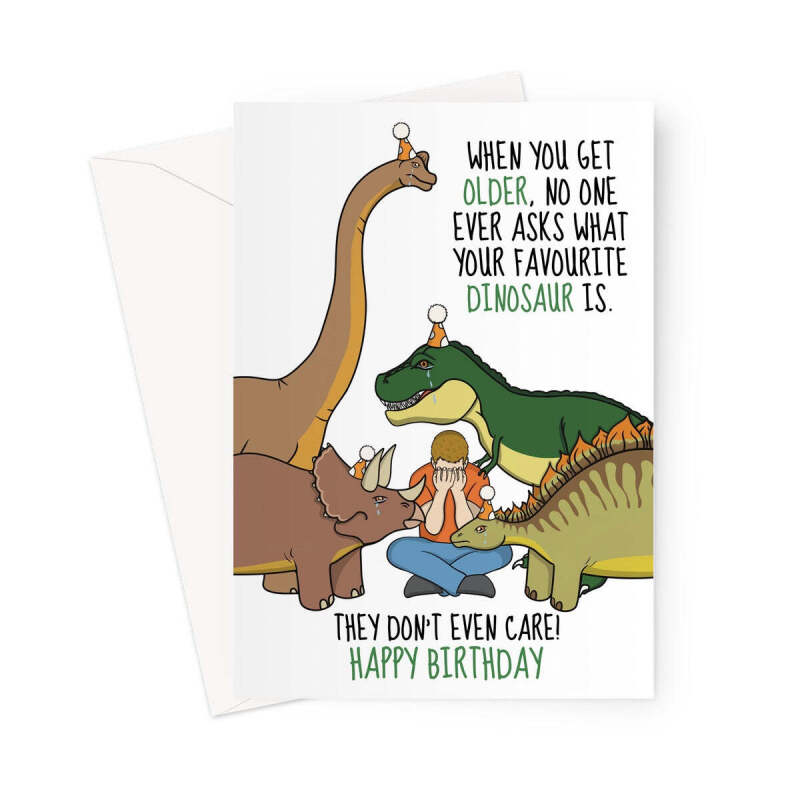 Funny Dinosaur Birthday Card - Hilarious "Favorite Dinosaur" Quote for Men and Boys - A5 Portrait - 1 Card