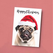 Christmas Card For Him or Her Christmas Card With A Dog Pug Dog Christmas Card For Anyone Friend or Relative Fun Christmas Card of a Dog