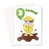 Cute Pig Age 3 Birthday Card For Child - A5 Portrait - 1 Card