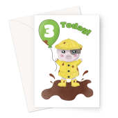 Cute Pig Age 3 Birthday Card For Child