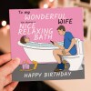 You deserve a nice relaxing bath funny wife, girlfriend, toilet humour birthday card from husband, boyfriend (Size A6/A5/A4/Square 6x6") - A6: Single card - Girlfriend