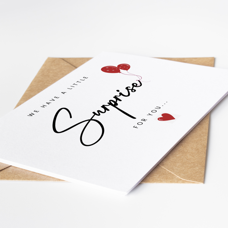 We Have a Little Surprise for You Balloons Pregnancy Reveal Cards - A6 - 4.1" x 5.8"