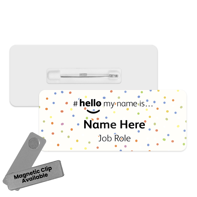 #hello my name is... Name Badge - Colourful Polka Dots