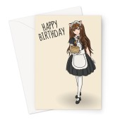 Maid Cafe Anime Birthday Card