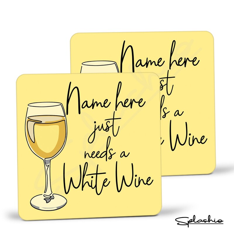 Personalised White Wine Coaster, Personalised Coaster White Wine Coaster, Best Friend Gift, Gift For Wine Lover, Wine Gift, Custom Gift. - Single Coaster