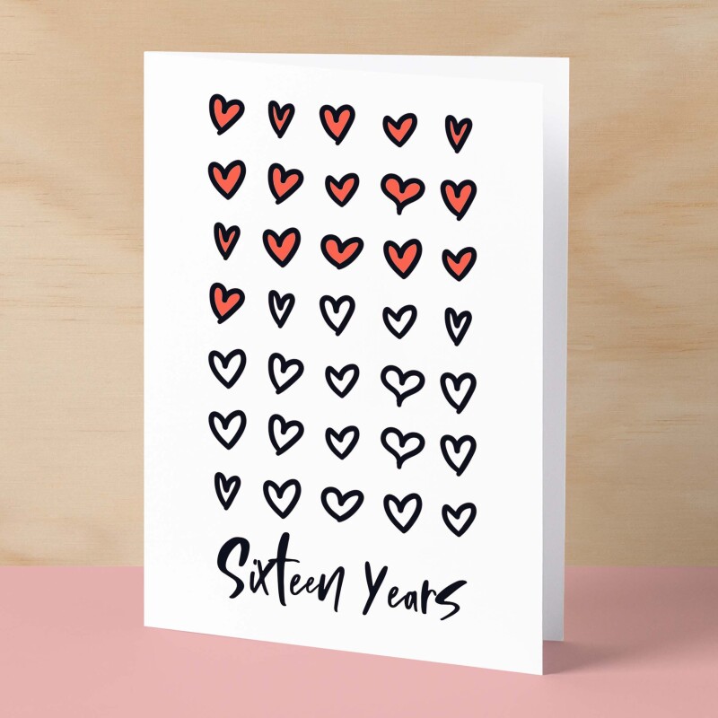 16th Wedding Anniversary Card For Wife Anniversary Card for Husband or Boyfriend Anniversary Card Girlfriend Anniversary Sixteen Year - Small (4x6) / Blank Message