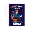 Anime Gamer Boy Birthday Card - Orange Hair - A5 Portrait - 1 Card