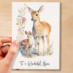 Birthday Card For Mum Card for Mothers Day Birthday Card For Her Birthday Gift For Mum Happy Birthday Card For Mum with Deer Illustration - Small (4x6) / Blank Message