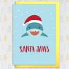 Santa Jaws shark sea life Christmas, Holidays, Xmas, festive card for children, child, toddler, baby, nephew (Size A6/A5/A4/Square 6x6") - A6: Single card