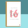 16th Daughter Birthday Card - Personalised - For your Daughter turning 16 years old. Customised. Sweet 16. - Blank inside - Small